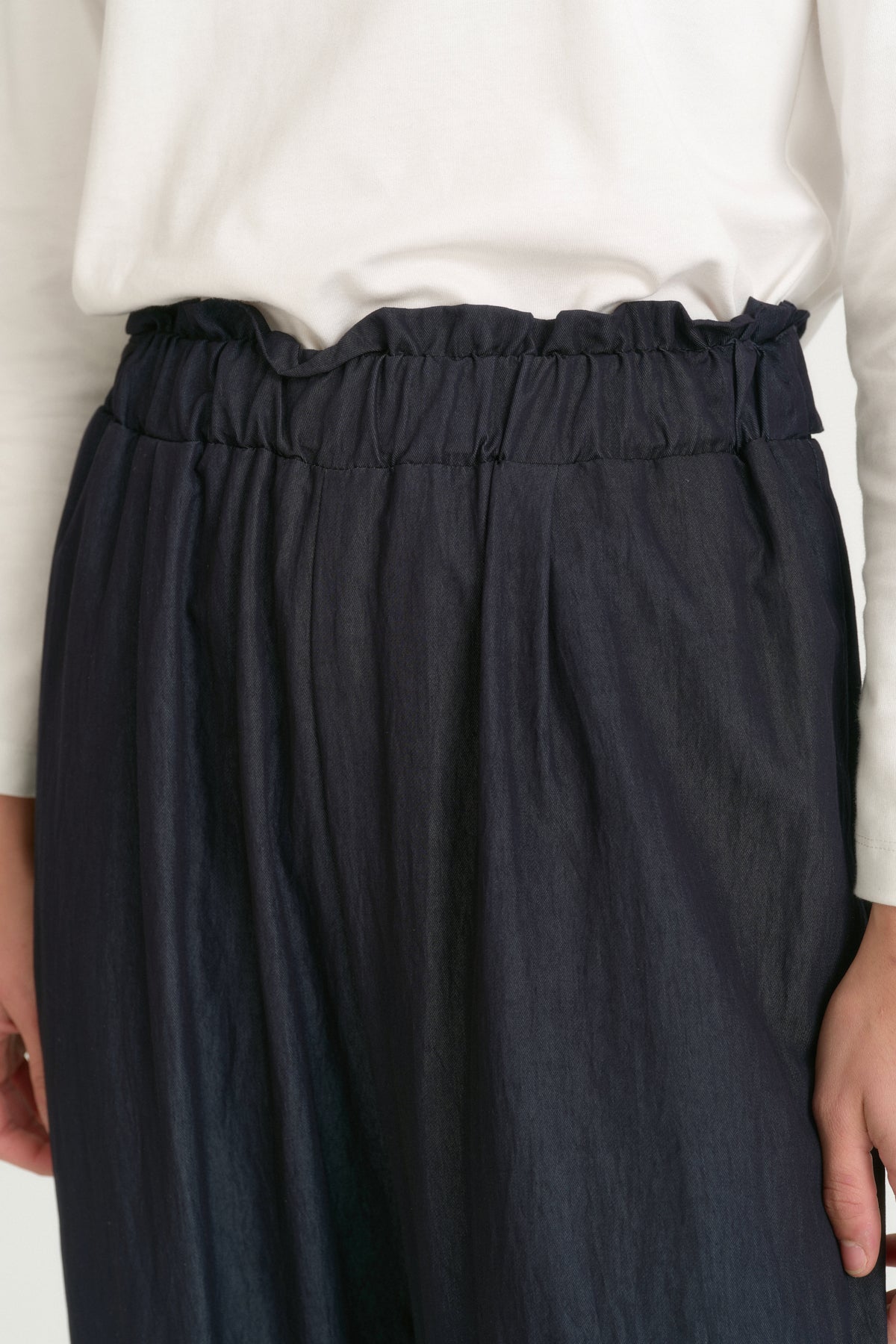 Beli Lastikli Düğme Detaylı Rayon Pantolon - İndigo