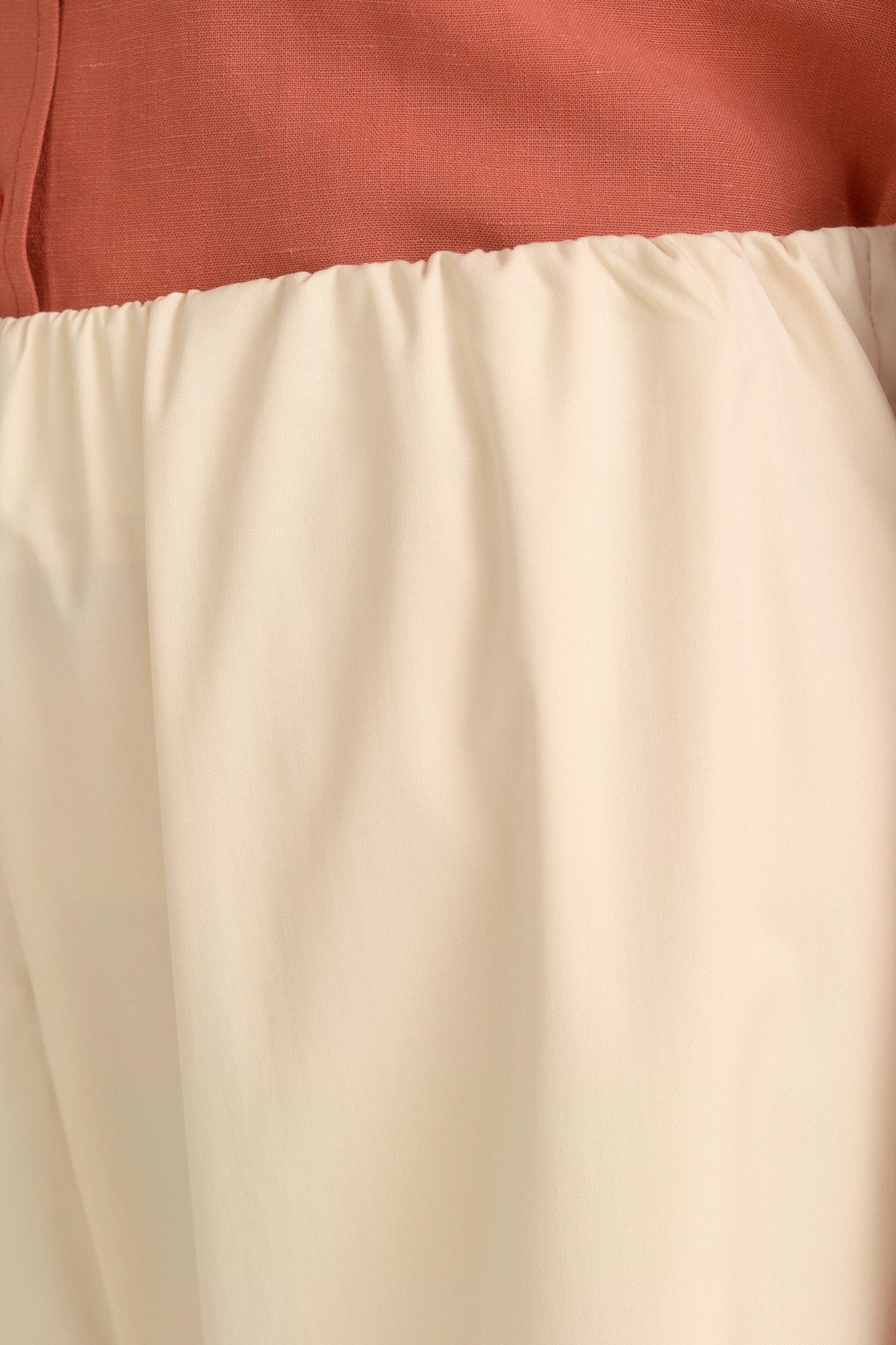 Beli Lastikli Geniş Paça Poplin Pamuk Pantolon - Bej