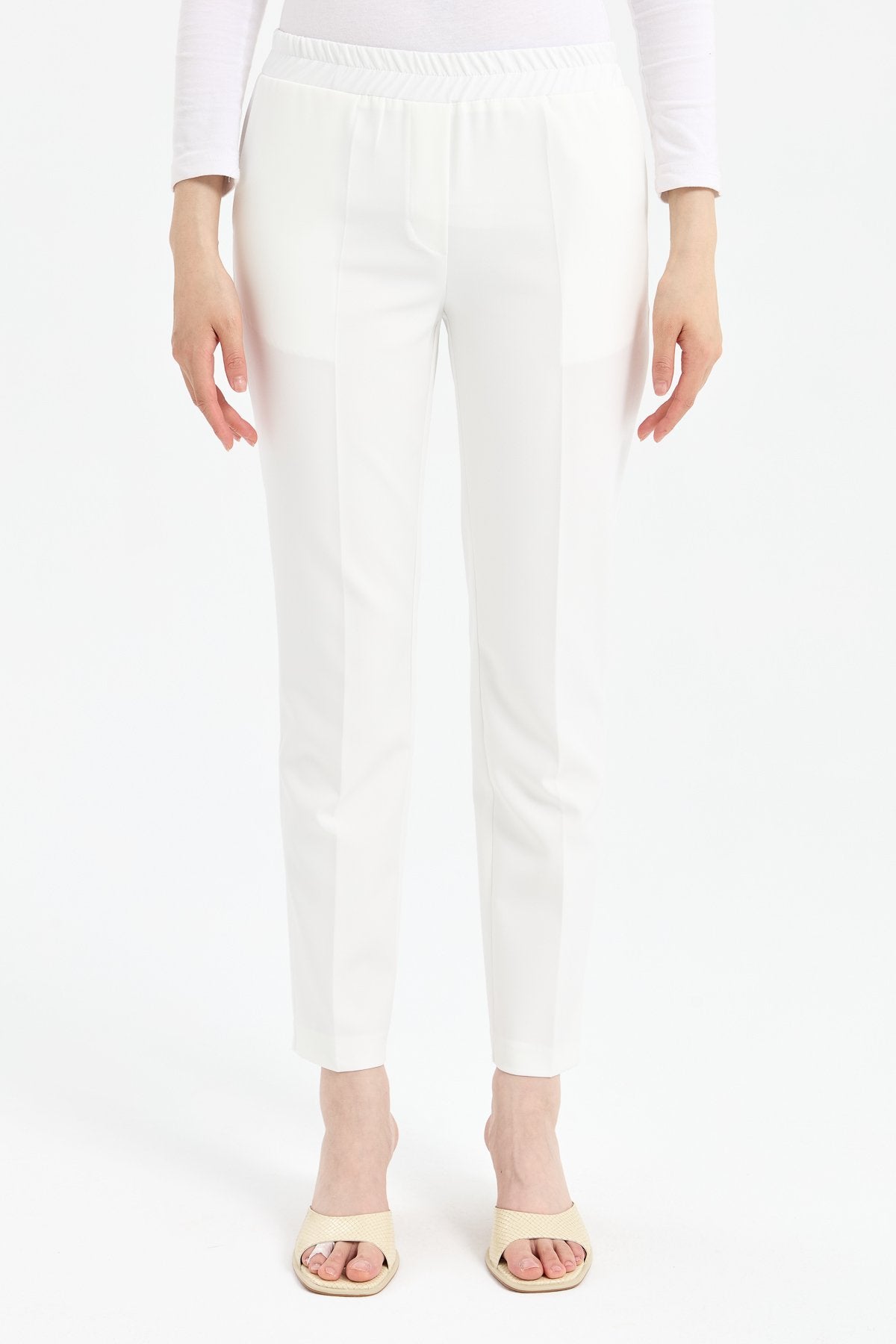 Beli Lastikli Havuç Pantolon - Ekru