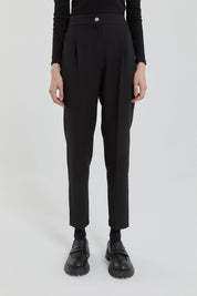 Elastic Waist Carrot Pants - Black