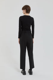 Elastic Waist Carrot Pants - Black