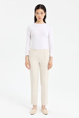 Elastic Waist Carrot Pants - Stone