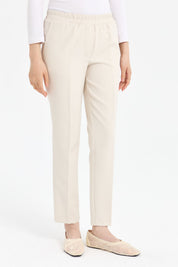 Elastic Waist Carrot Pants - Stone