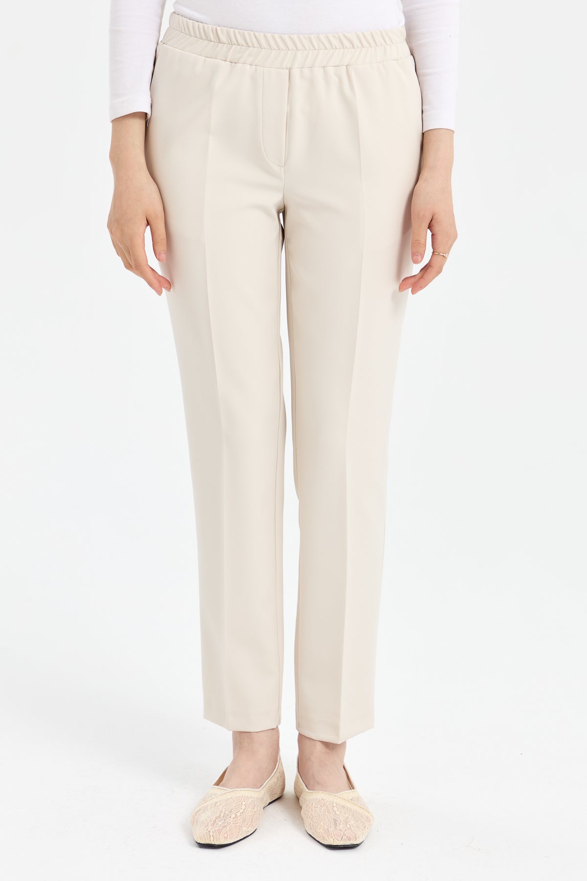 Elastic Waist Carrot Pants - Stone