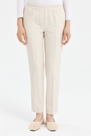 Elastic Waist Carrot Pants - Stone