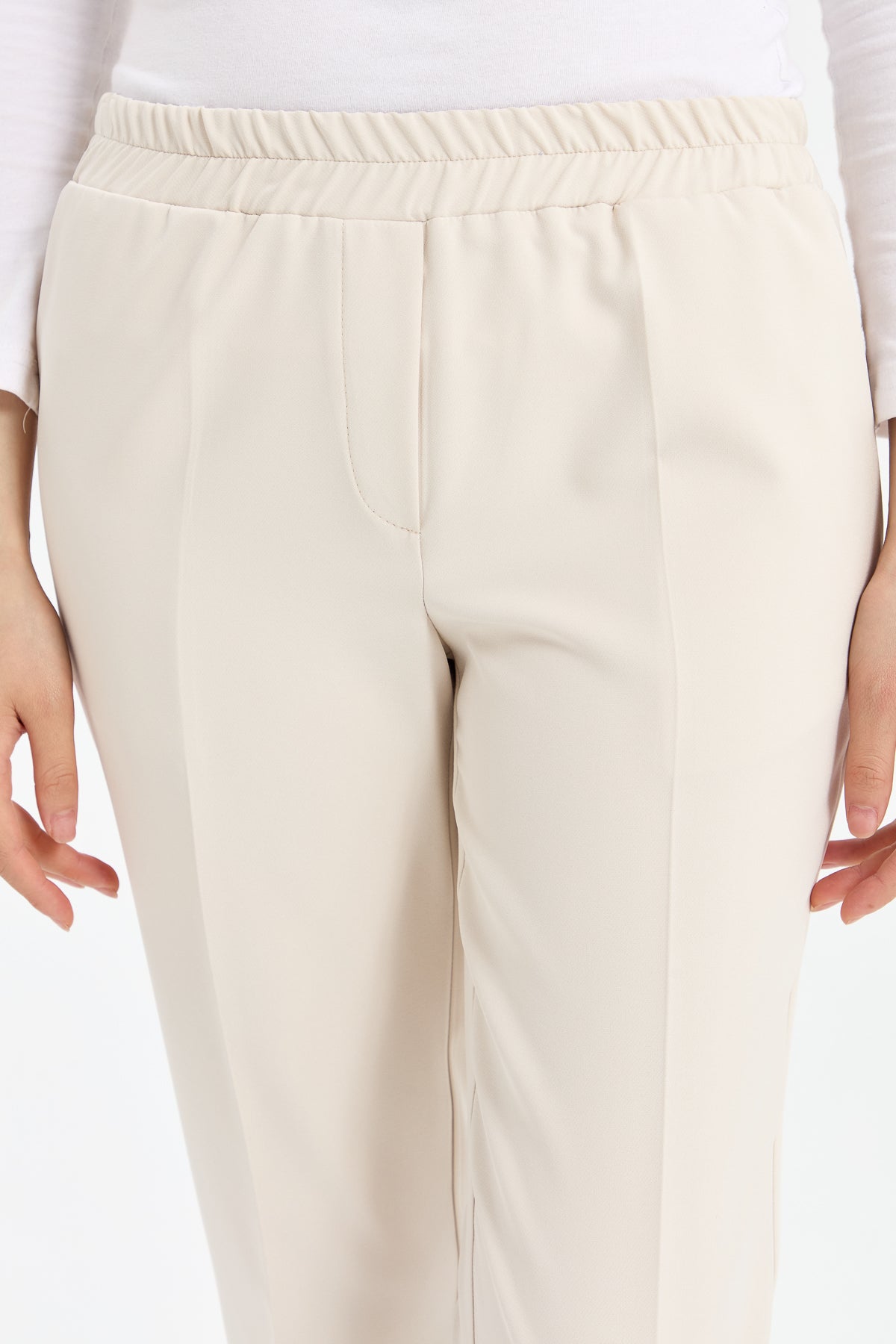 Elastic Waist Carrot Pants - Stone