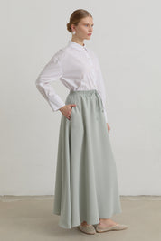 Elasticated Waist Lyocell Basic Skirt - Sage