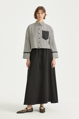 Elasticated Waist Lyocell Basic Skirt - Black