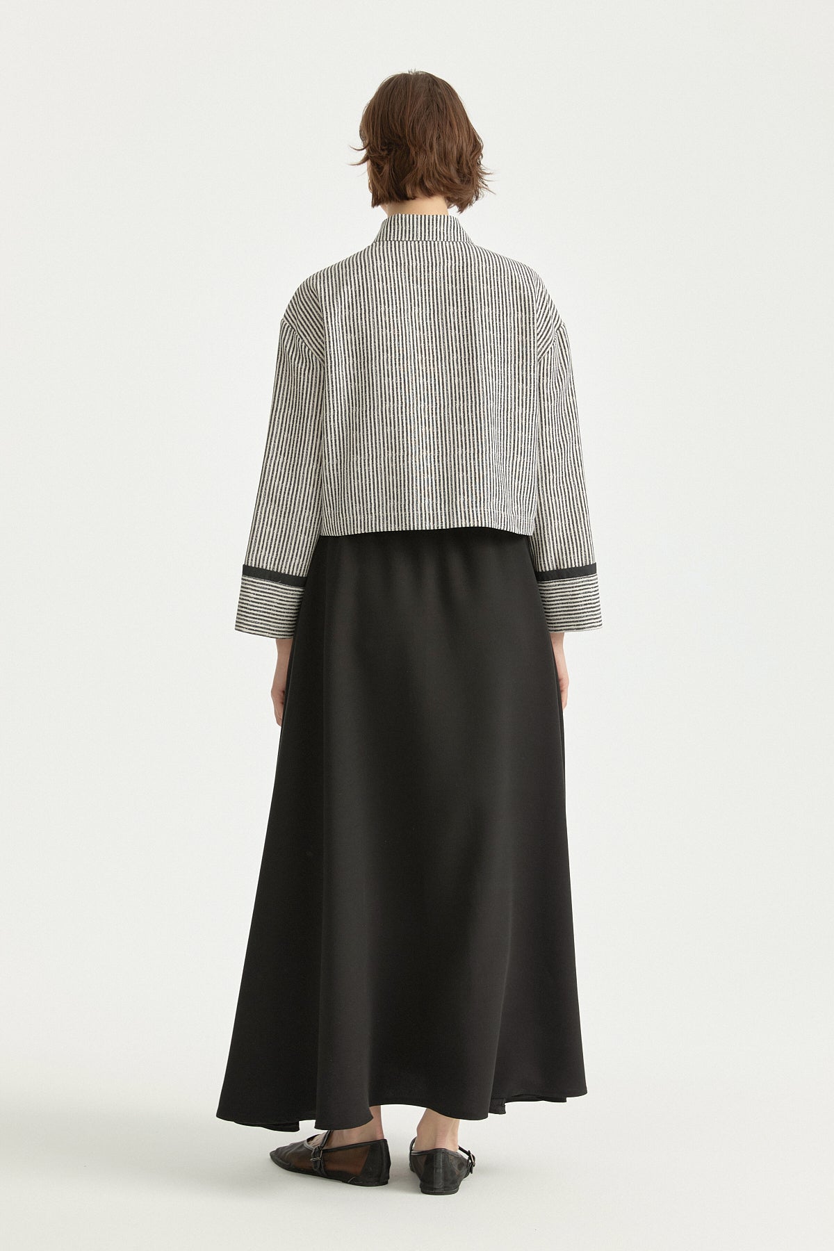 Elasticated Waist Lyocell Basic Skirt - Black