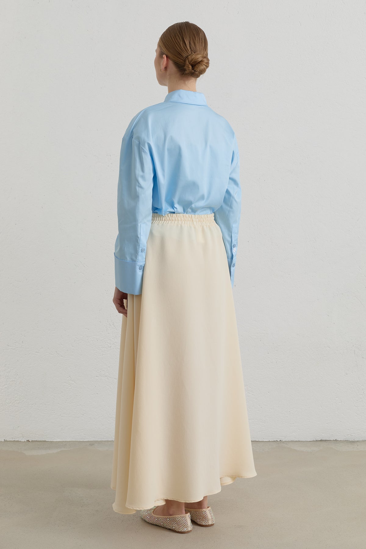 Elasticated Waist Lyocell Basic Skirt - Butter Yellow