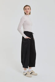 Beli Lastikli Paraşüt Pantolon - Siyah