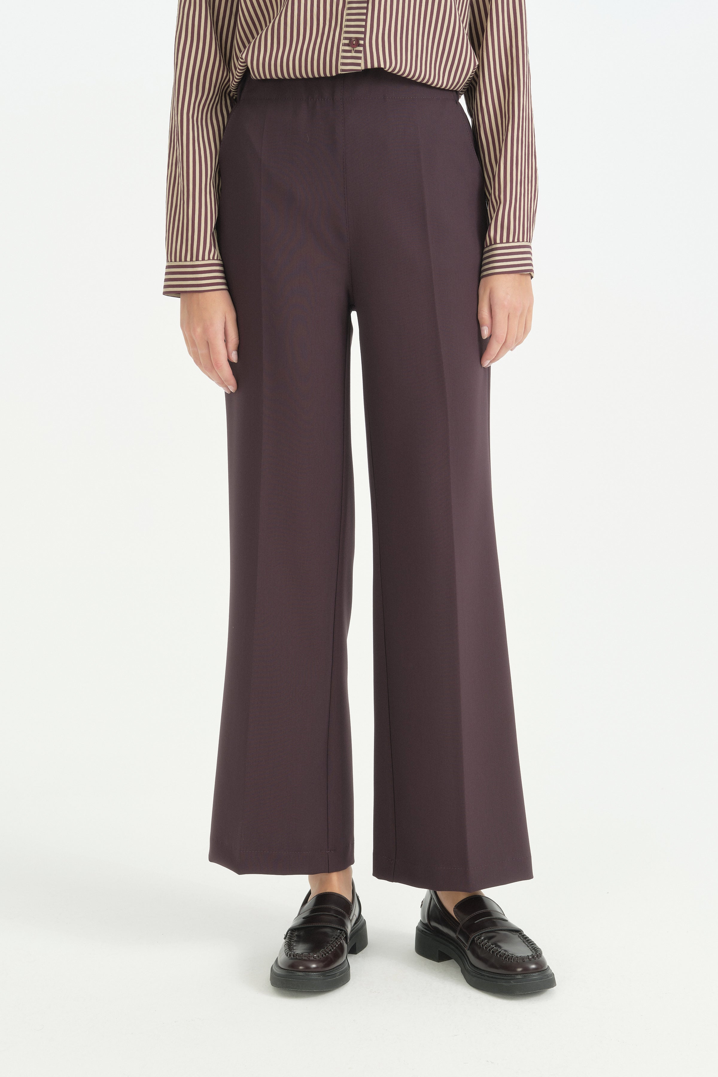 Beli Lastikli Rahat Formlu Pantolon - Mürdüm