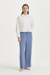Relaxed Fit Modal Trousers with Elastic Waist - Indigo