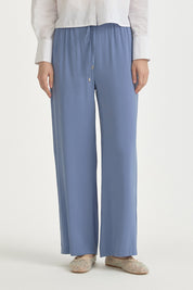Relaxed Fit Modal Trousers with Elastic Waist - Indigo