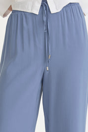 Relaxed Fit Modal Trousers with Elastic Waist - Indigo