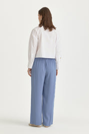 Relaxed Fit Modal Trousers with Elastic Waist - Indigo