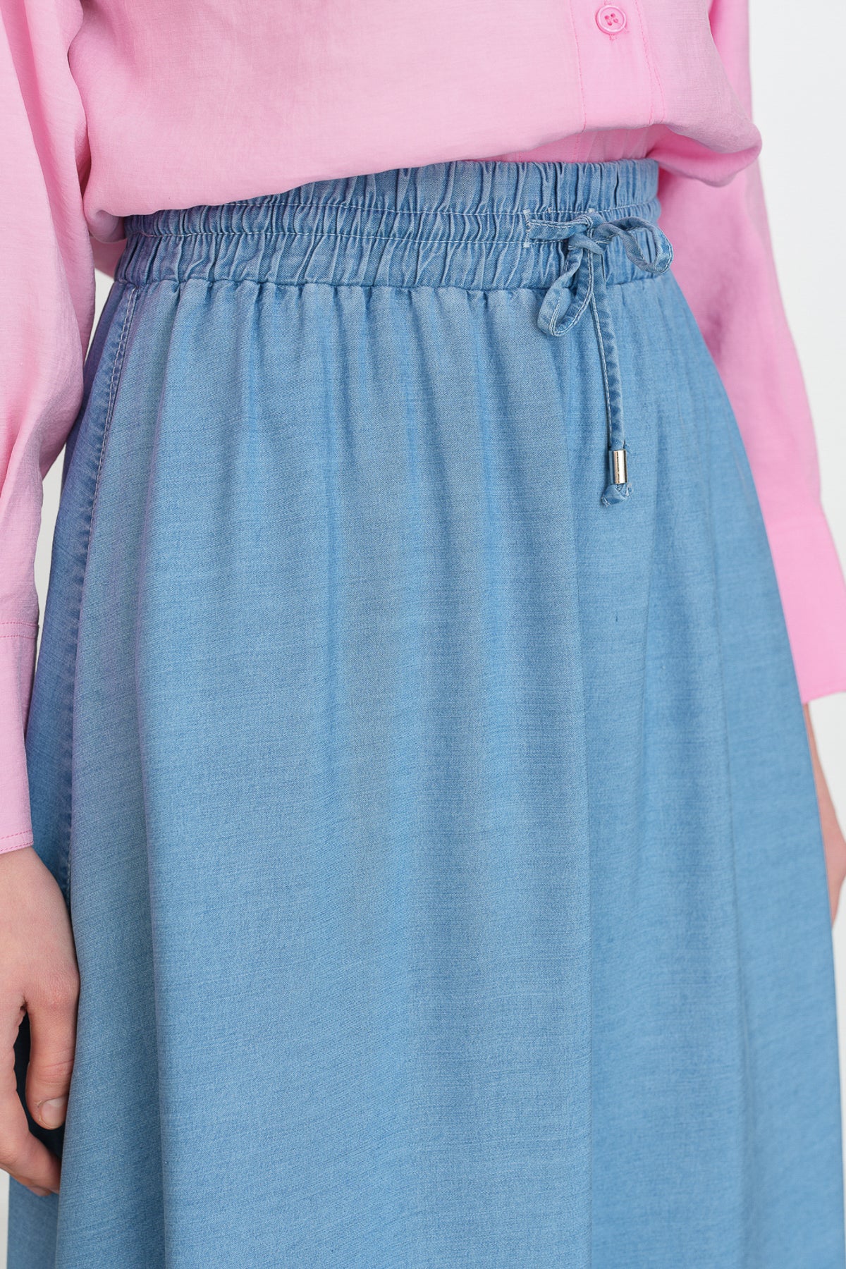 Tencel Skirt with Elastic Waistband - Ice