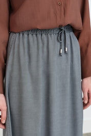 Tencel Skirt with Elastic Waistband - Grey