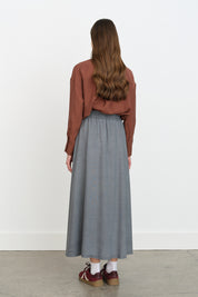 Tencel Skirt with Elastic Waistband - Grey