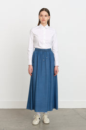 Tencel Skirt with Elastic Waistband - Indigo
