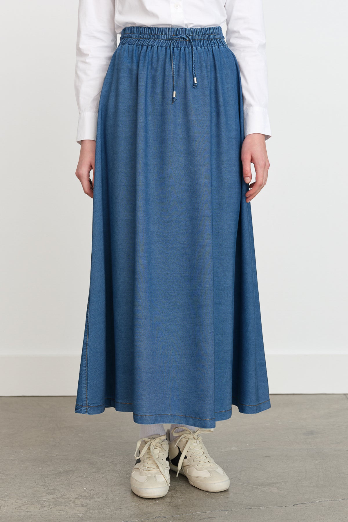Tencel Skirt with Elastic Waistband - Indigo