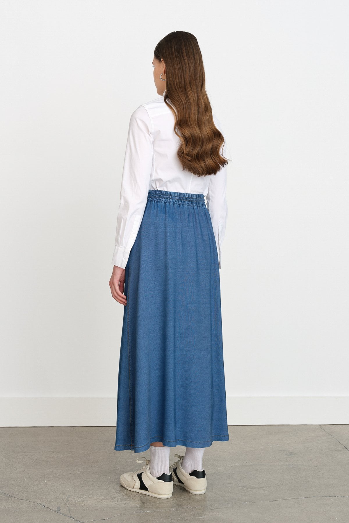 Tencel Skirt with Elastic Waistband - Indigo