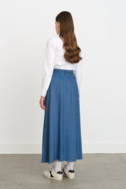 Tencel Skirt with Elastic Waistband - Indigo