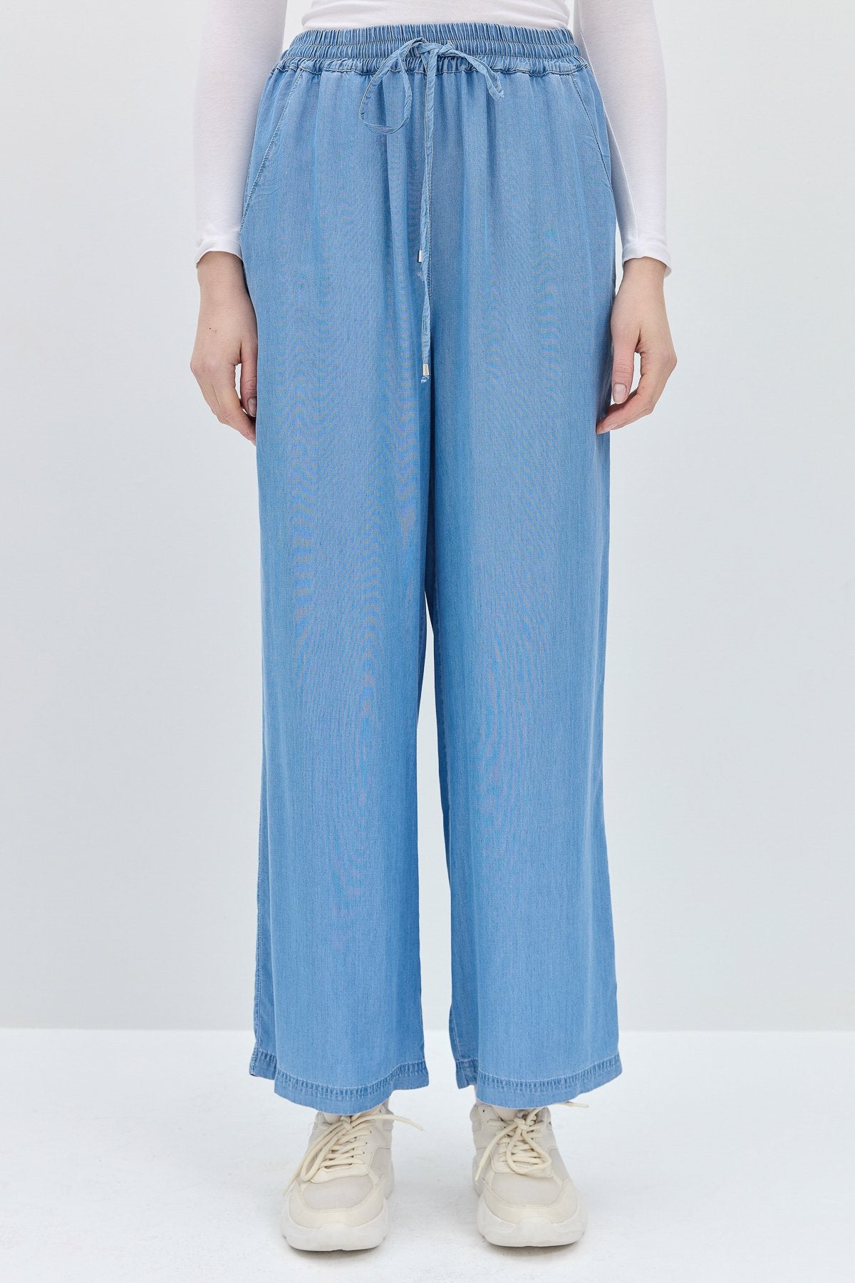 Beli Lastikli Tencel Pantolon - Buz