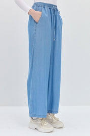 Tencel Pants with Elastic Waistband - Ice