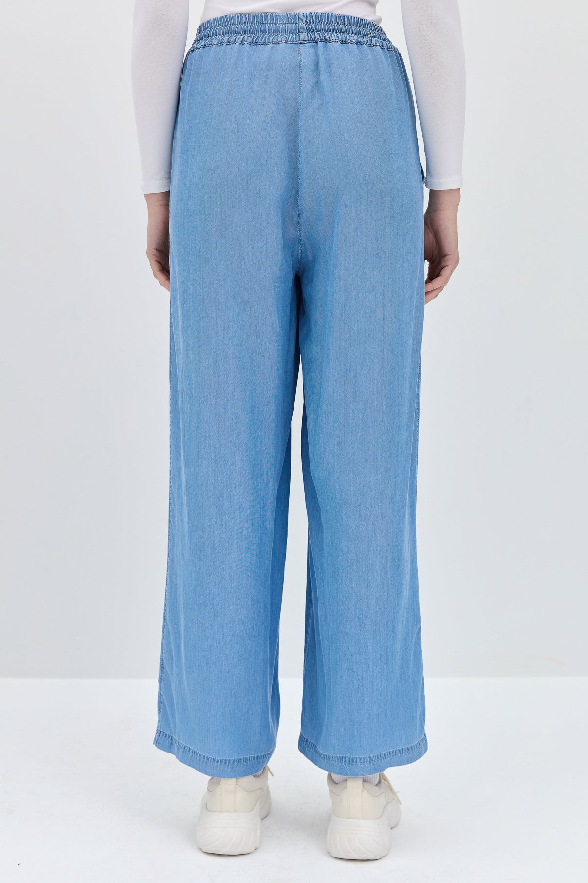 Tencel Pants with Elastic Waistband - Ice