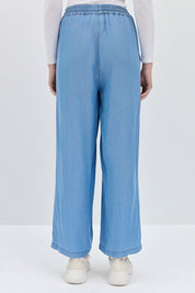 Tencel Pants with Elastic Waistband - Ice