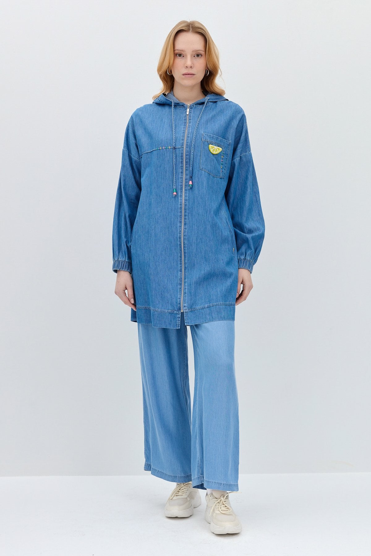 Tencel Pants with Elastic Waistband - Ice