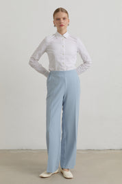 Beli Lastikli Basic Ütü İzli Pantolon - Açık Mavi