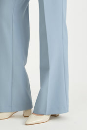 Basic Viscose Trousers with Elasticated Waist and Creases - Light Blue