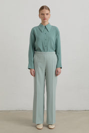 Beli Lastikli Basic Ütü İzli Pantolon - Aqua