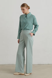 Beli Lastikli Basic Ütü İzli Pantolon - Aqua