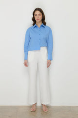 Elastic Waistband Ironed Trousers - Ecru