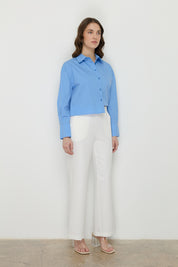 Elastic Waistband Ironed Trousers - Ecru