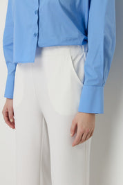 Elastic Waistband Ironed Trousers - Ecru