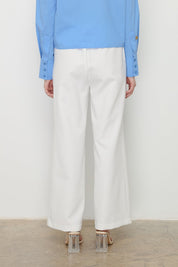 Elastic Waistband Ironed Trousers - Ecru