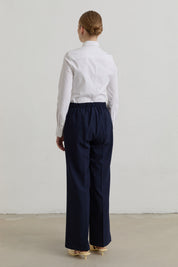 Elastic Waist Basic Ironed Trouser - Navy