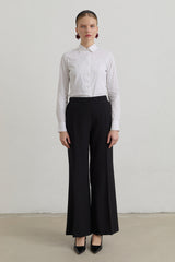 Elasticated Waist Basic Ironed Trousers - Black