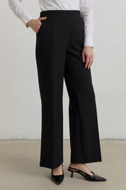 Elasticated Waist Basic Ironed Trousers - Black