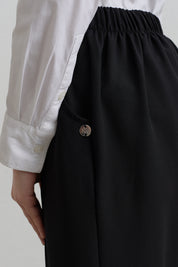 Elasticated Waist Basic Ironed Trousers - Black