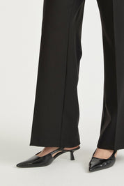 Elasticated Waist Ironed-Crease Basic Viscose Trousers - Black