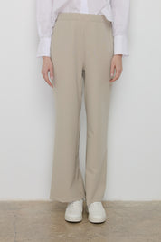 Elastic Waistband Ironed Trousers - Stone