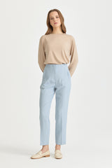 Belted Carrot Pants - Light Blue