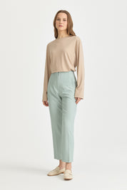 Belted Pencil Carrot Pants - Aqua