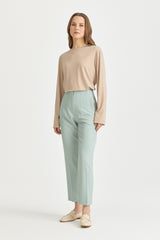 Belted Pencil Carrot Pants - Aqua