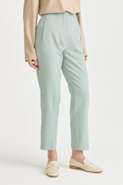 Belted Pencil Carrot Pants - Aqua